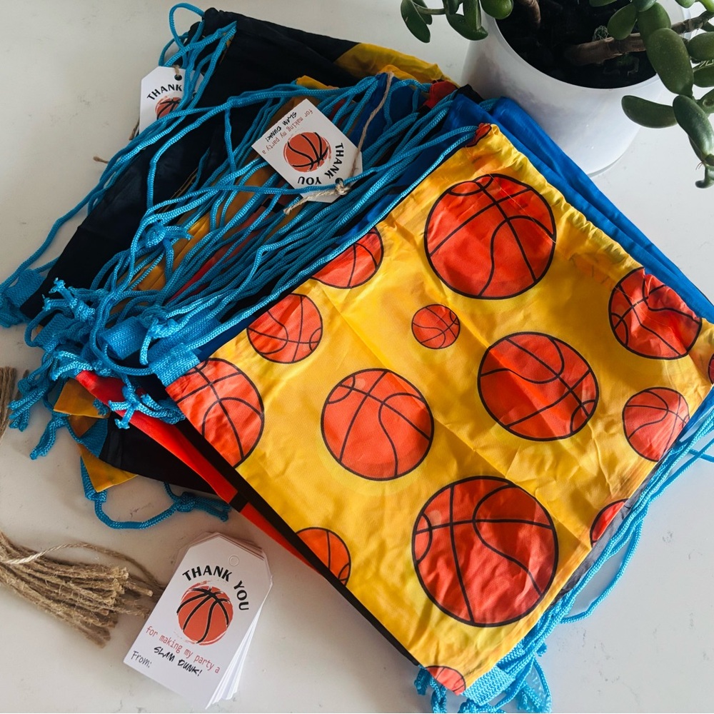 Basketball Drawstring Bags & Thank You tags bundle 🏀